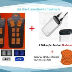 KIT GILET CHAUFFANT + BATTERIE EXTERNE + FOULARD DE COU OFFERT