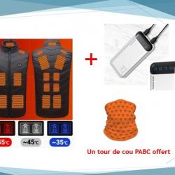 Kit gilet chauffant + batterie externe + foulard de cou offert