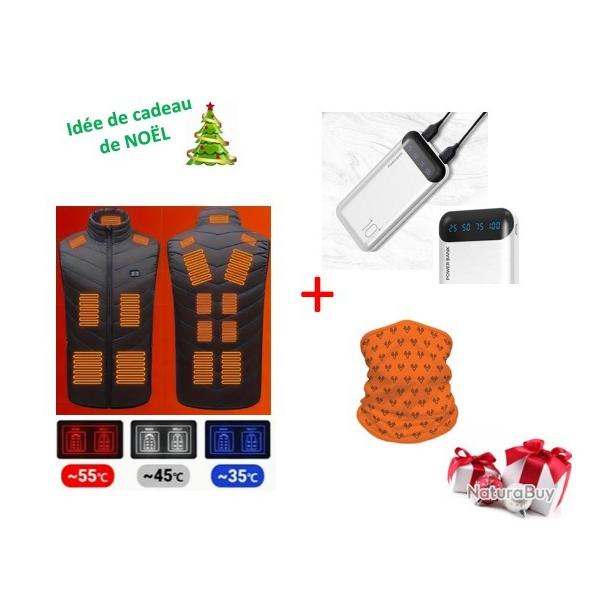 KIT GILET CHAUFFANT + BATTERIE EXTERNE + FOULARD DE COU OFFERT