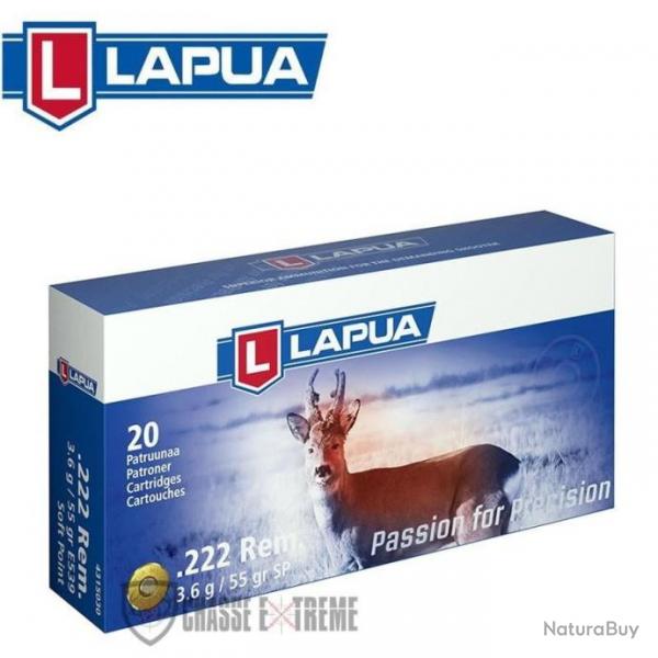 20 Munitions LAPUA 55Gr Cal 222 Rem Soft Point