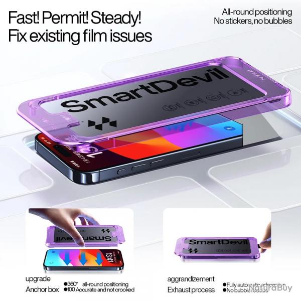 2 Ecran Protecteur Verre + Gabarit Pose pour iPhone, Smartphone: iPhone 15 Pro Max