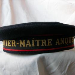 WW2/POST. FRANCE BACHI FRANCAIS MILITAIRE NOIR " QUARTIER-MAITRE ANQUETIL " TAILLE 57 PERSONNALISÉ