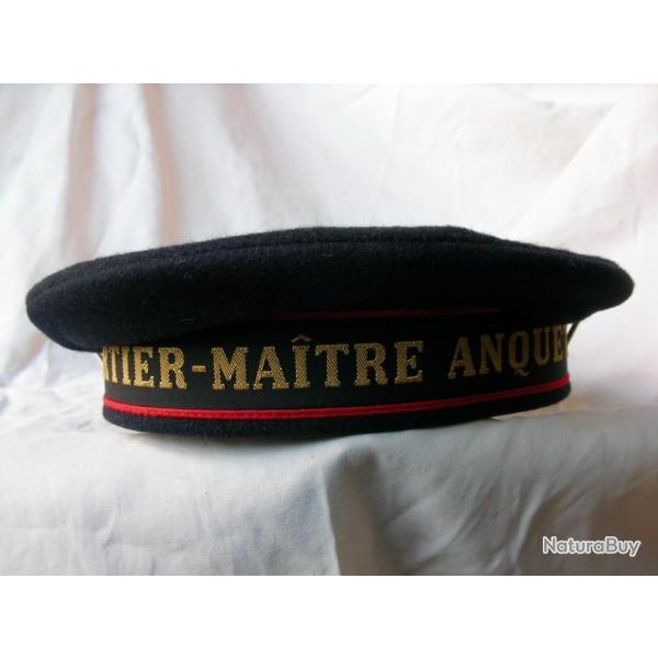 WW2/POST. FRANCE BACHI FRANCAIS MILITAIRE NOIR " QUARTIER-MAITRE ANQUETIL " TAILLE 57 PERSONNALIS