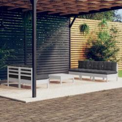 Salon de jardin 6 pcs avec coussins anthracite bois de pin