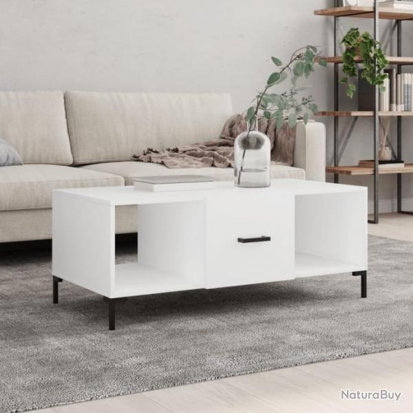 Table basse blanc 102x50x40 cm bois d'ingnierie