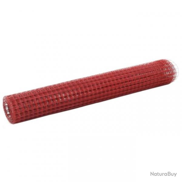 Grillage Acier avec revtement en PVC 25x1 m Rouge