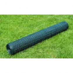 Grillage Acier galvanisé et revêtement en PVC 25x0,75 m Vert