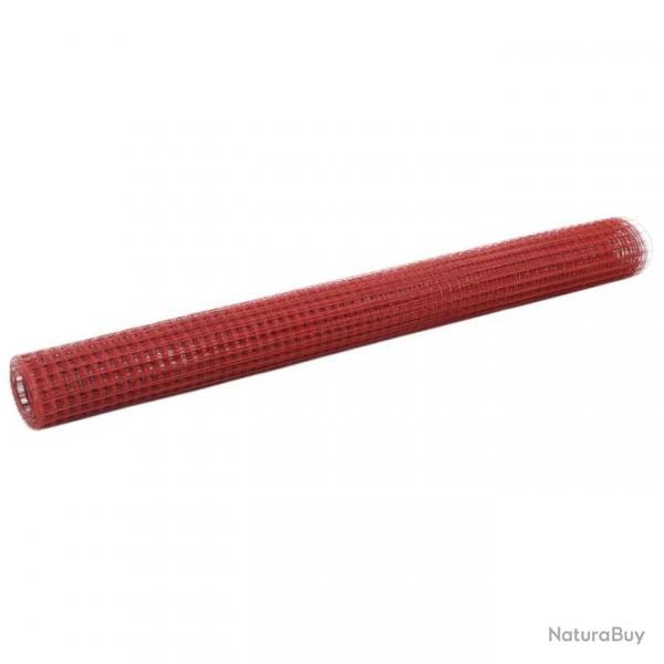 Grillage Acier avec revtement en PVC 25x1,5 m Rouge