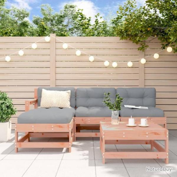 Salon de jardin 5 pcs avec coussins bois massif douglas