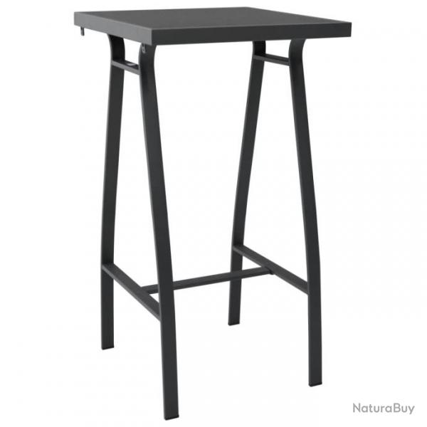 Table de bar de jardin Noir 60x60x110 cm Verre tremp