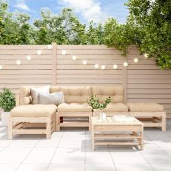 Salon de jardin 6 pcs avec coussins bois massif