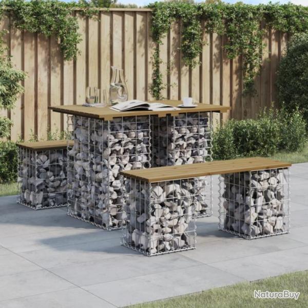 Banc de jardin design gabion 100x70x72 cm bois de pin imprgn