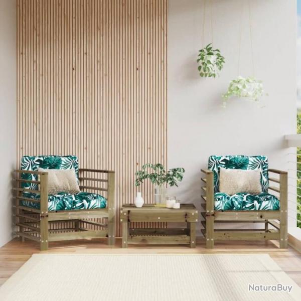 Chaises de jardin avec coussins lot de 2 bois de pin imprgn