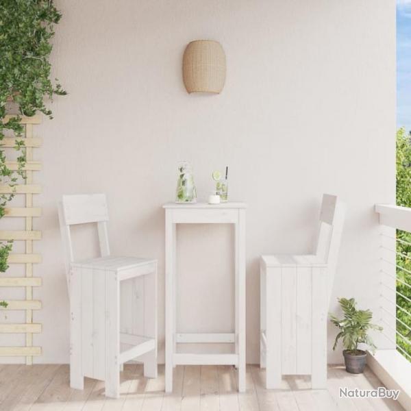 Tabourets de bar 2 pcs blanc 40x48,5x115,5cm bois massif de pin