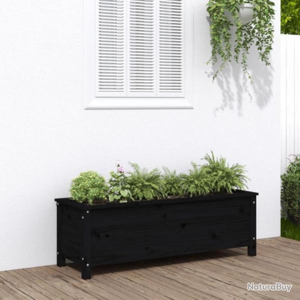 Lit surlev de jardin noir 119,5x40x39 cm bois de pin massif