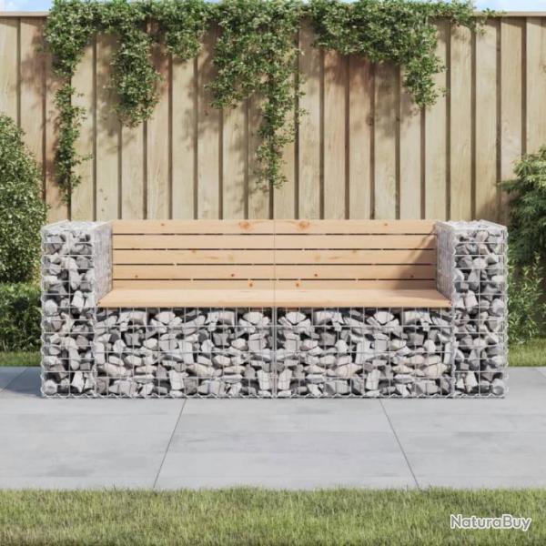 Banc de jardin design gabion 184x71x65,5 cm bois massif de pin