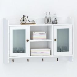 Vitrine murale avec étagère de Livre / DVD / Verre en MDF Blanc