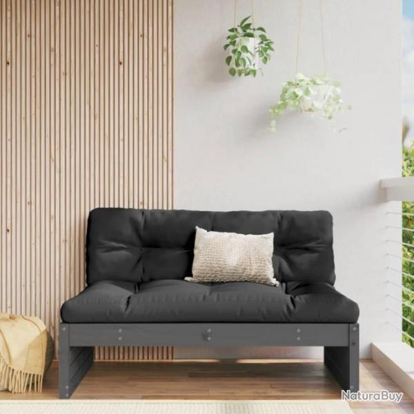 Canap central 120x80 cm gris bois de pin massif