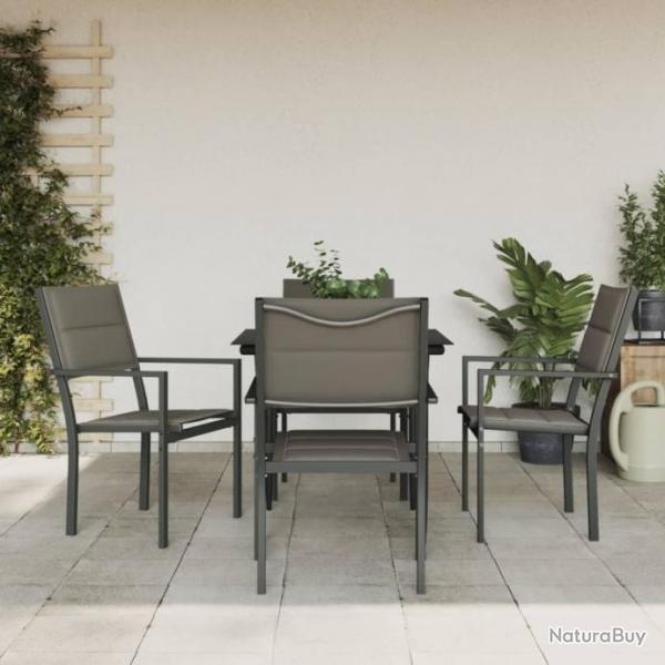 Ensemble  manger de jardin 5 pcs noir textilne et acier