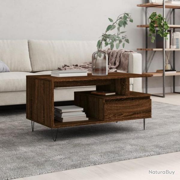 Table basse Chne marron 90x49x45 cm Bois d'ingnierie