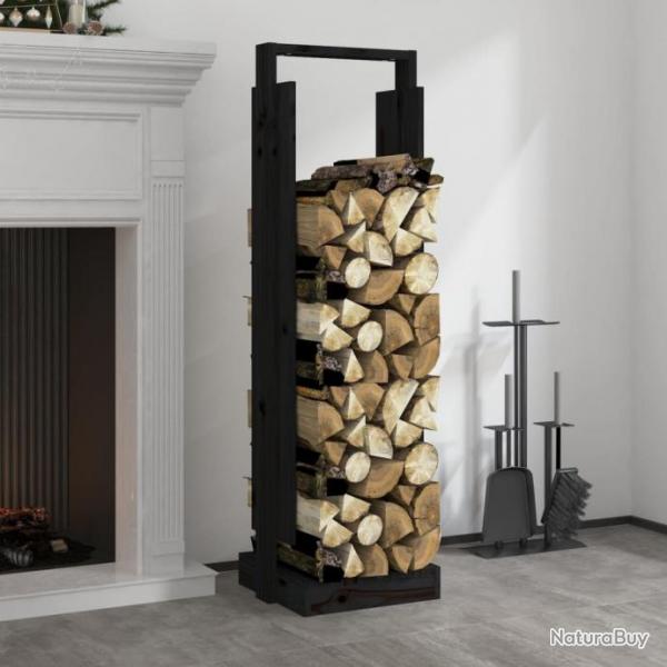 Porte-bches Noir 33,5x30x110 cm Bois massif de pin