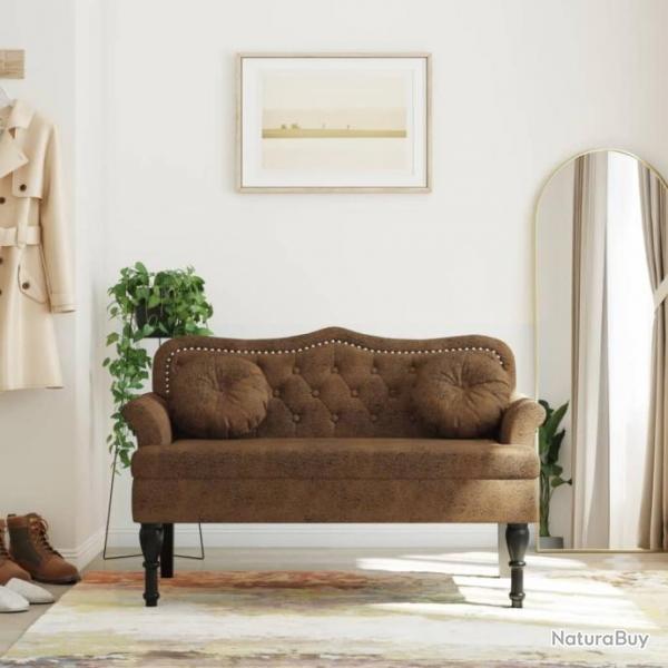 Banc avec coussins marron 120,5x65x75 cm similicuir daim