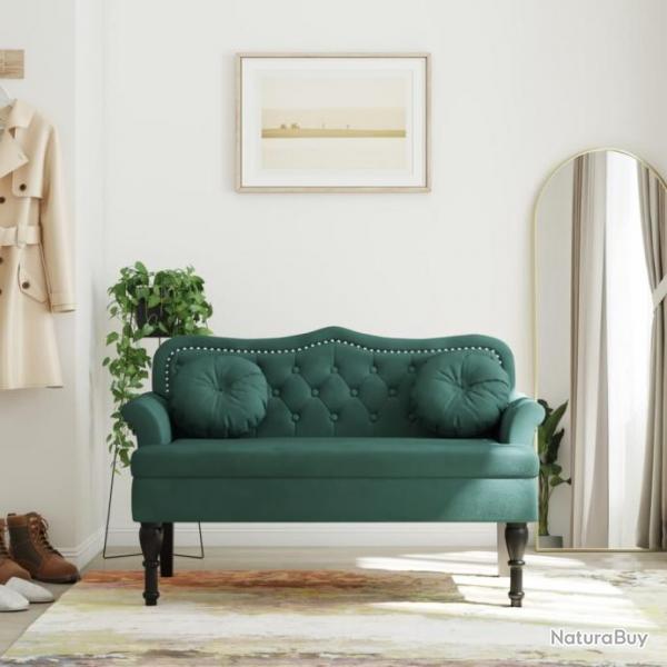 Banc avec coussins vert fonc 120,5x65x75 cm velours