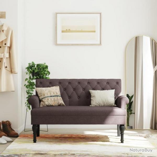 Banc avec dossier marron fonc 120x62x75,5 cm tissu