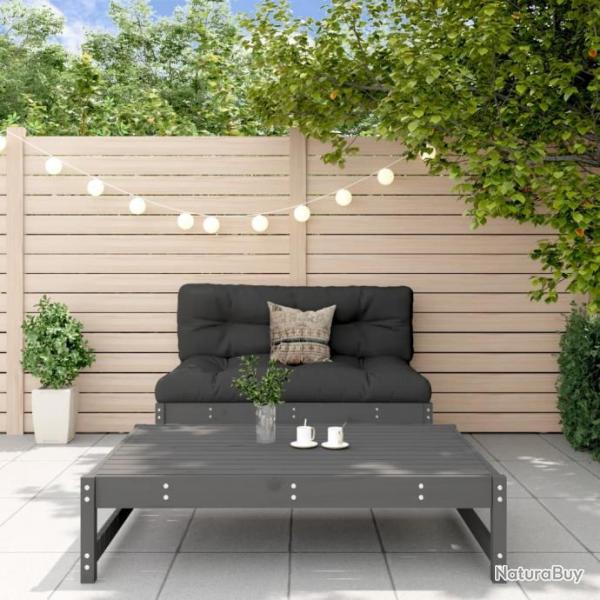 Salon de jardin 2 pcs avec coussins gris bois massif