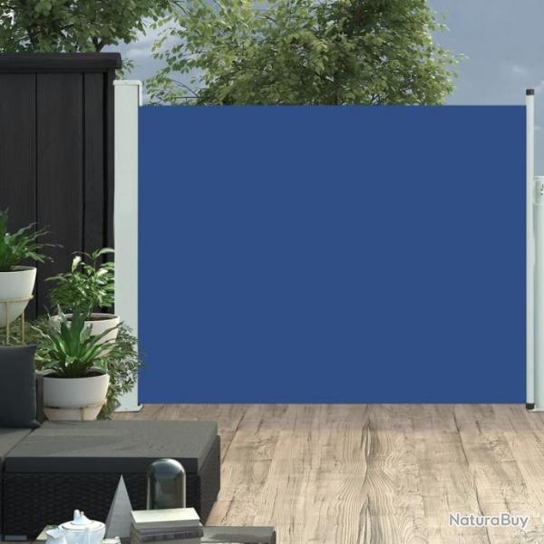 Auvent latral rtractable de patio 140x500 cm Bleu