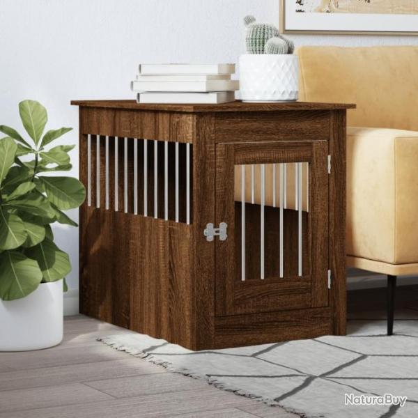 Meuble de cage pour chiens chne marron 55x80x68 cm