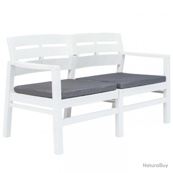 Banc de jardin  2 places et coussins 133 cm Plastique Blanc