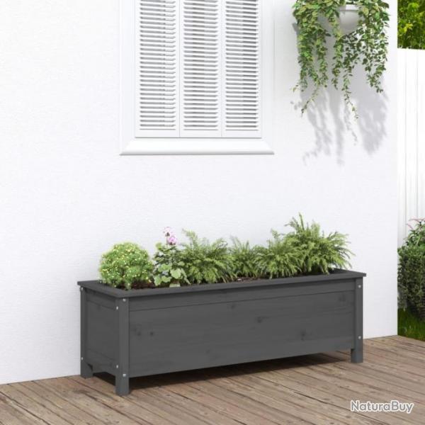 Lit surlev de jardin gris 119,5x40x39 cm bois de pin massif