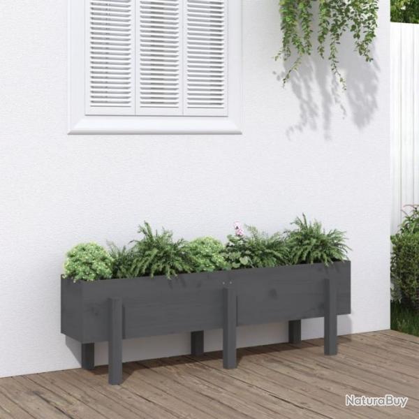 Lit surlev de jardin gris 121x30x38 cm bois de pin massif