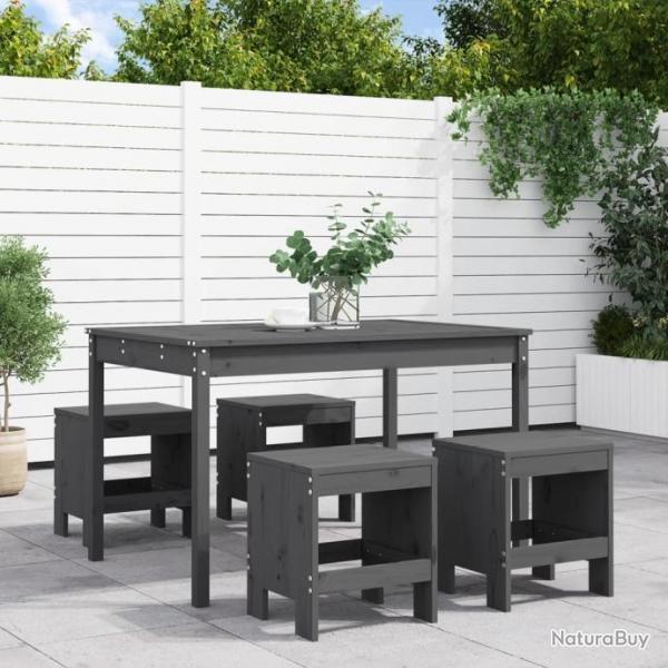 Ensemble  dner de jardin 5 pcs gris bois massif de pin