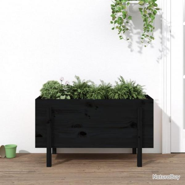 Lit surlev de jardin noir 101x50x57 cm bois de pin massif