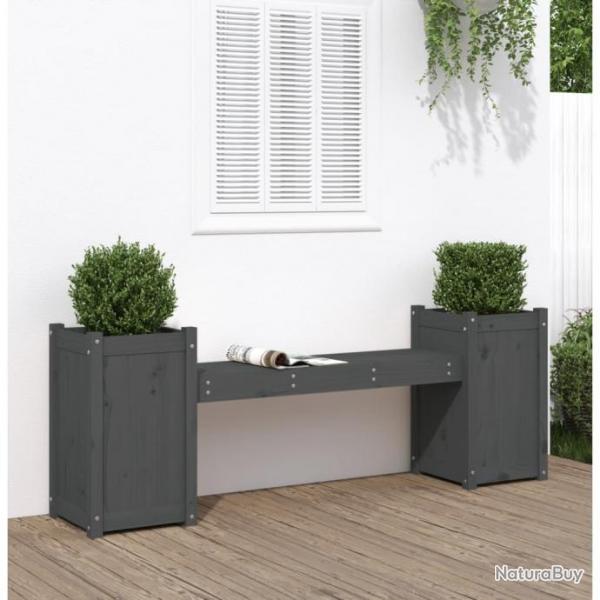 Banc avec jardinires gris 180x36x63 cm bois massif de pin