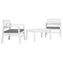 Salon de jardin 3 pcs plastique blanc