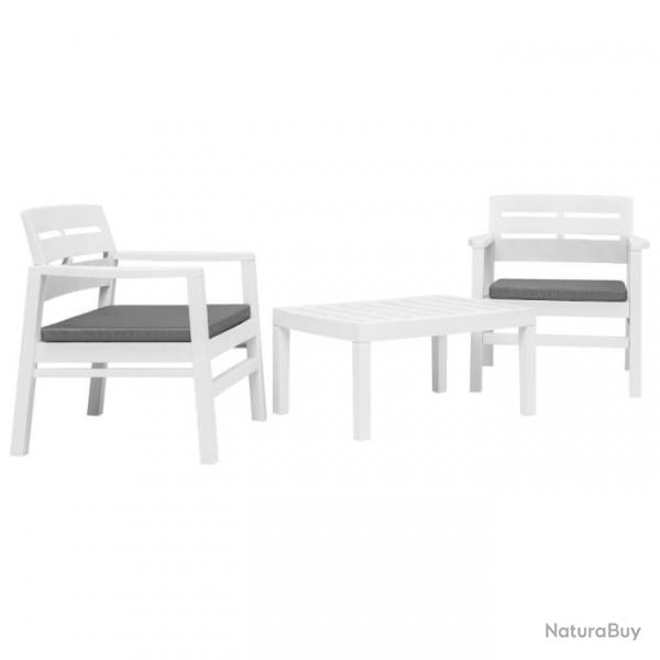 Salon de jardin 3 pcs plastique blanc