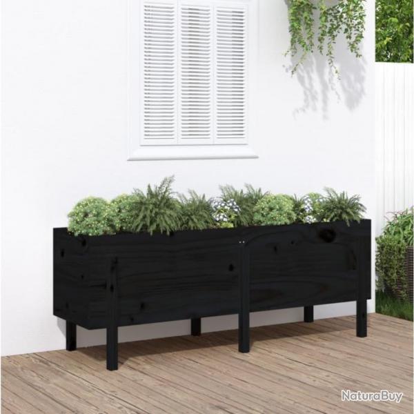 Lit surlev de jardin noir 160x50x57 cm bois de pin massif