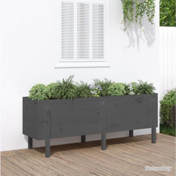 Lit surlev de jardin gris 160x50x57 cm bois de pin massif