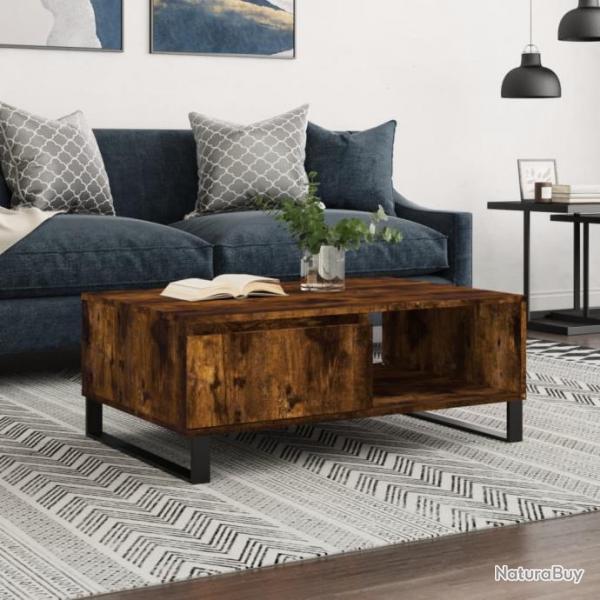 Table basse chne fum 90x60x35 cm bois d'ingnierie