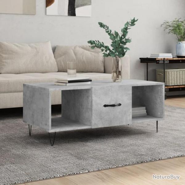 Table basse gris bton 102x50x40 cm bois d'ingnierie