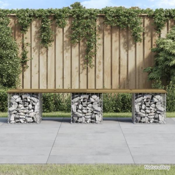 Banc de jardin design gabion 203x31x42 cm bois de pin imprgn