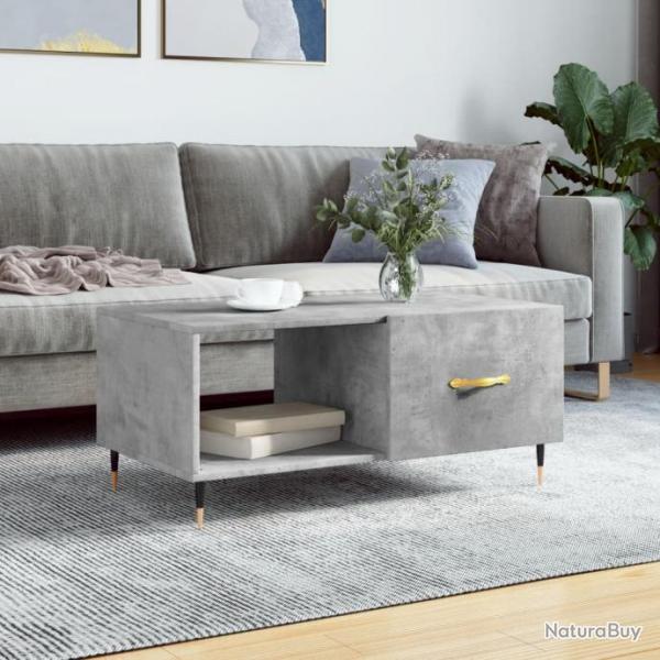 Table basse gris bton 90x50x40 cm bois d'ingnierie