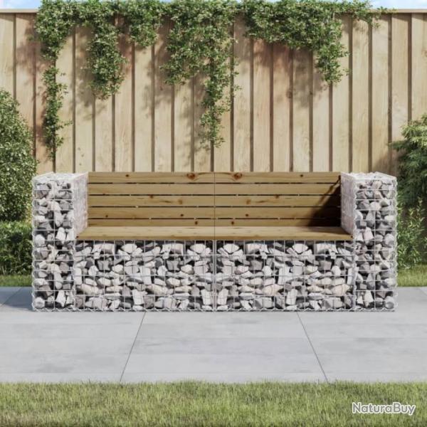 Banc de jardin design gabion 184x71x65,5cm bois de pin imprgn