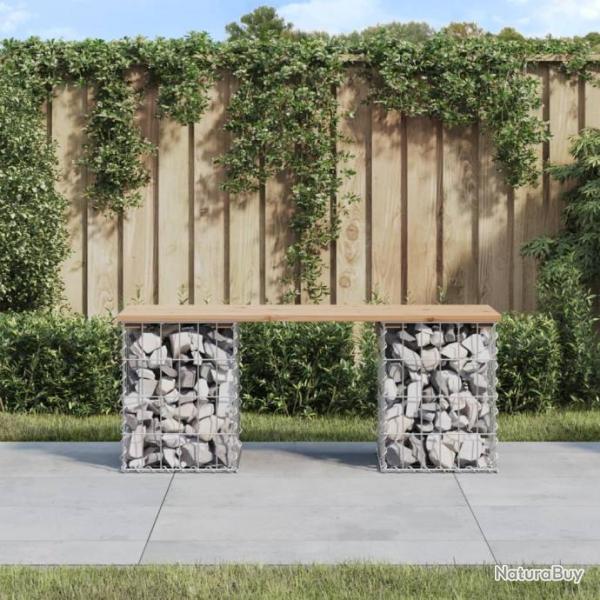 Banc de jardin design de gabion 103x31x42 cm bois massif de pin