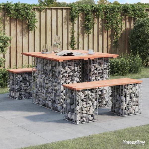 Banc jardin design gabion 100x102x72 cm bois massif de douglas