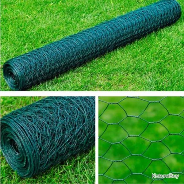 Clture en treillis Acier galvanis Hexagonal 1x25 m Vert fonc