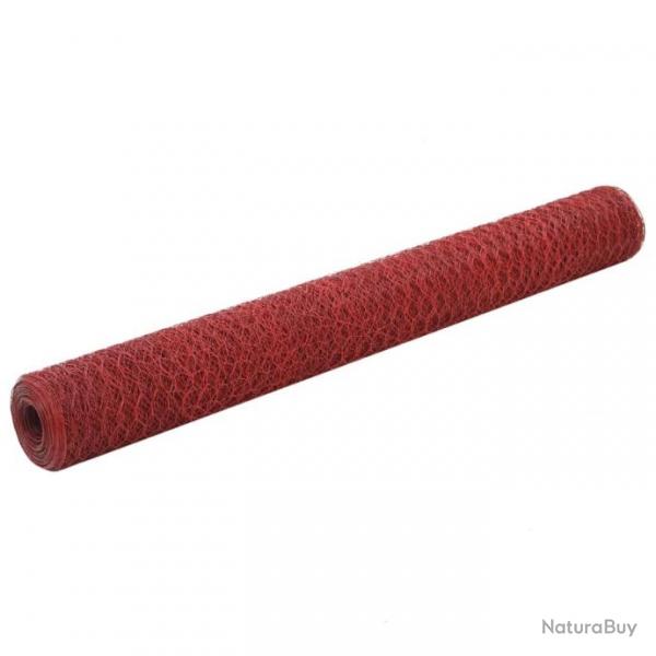 Grillage Acier avec revtement en PVC 25x1,2 m Rouge